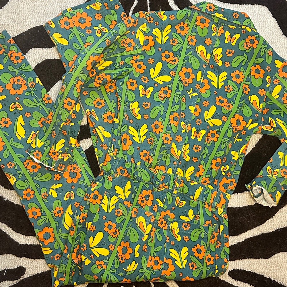 🦋Big Bud Press🦋 Everyday Long Sleeve Jumpsuit in 70s Floral Butterfly - S - RARE - Picture 8 of 16